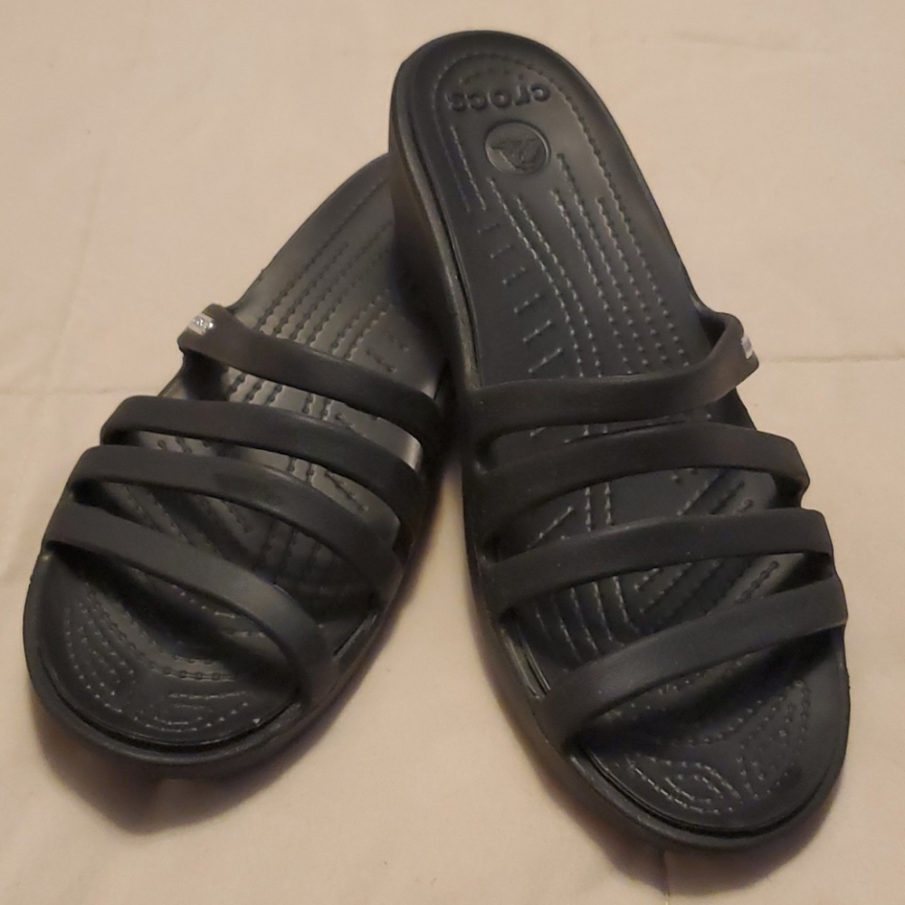 Crocs black sandles size 7 W